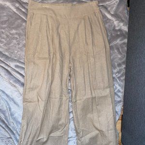 Abercrombie Wide Leg Pull On Linen Pant Tan Size Medium Short
